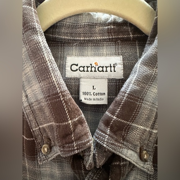 Carhartt Men's Blue and Brown Plaid Shirt - Picture 3 of 4